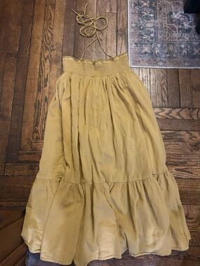 Free People Mustard Maxi Tiered Skirt